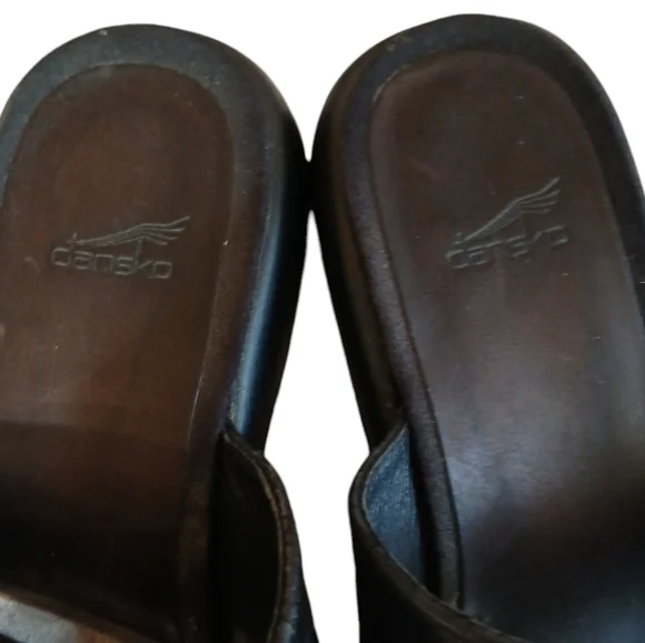 DANSKO Double Strap QuiltedLeather Slip On Comfort Slide Wedge Sandal Black 8